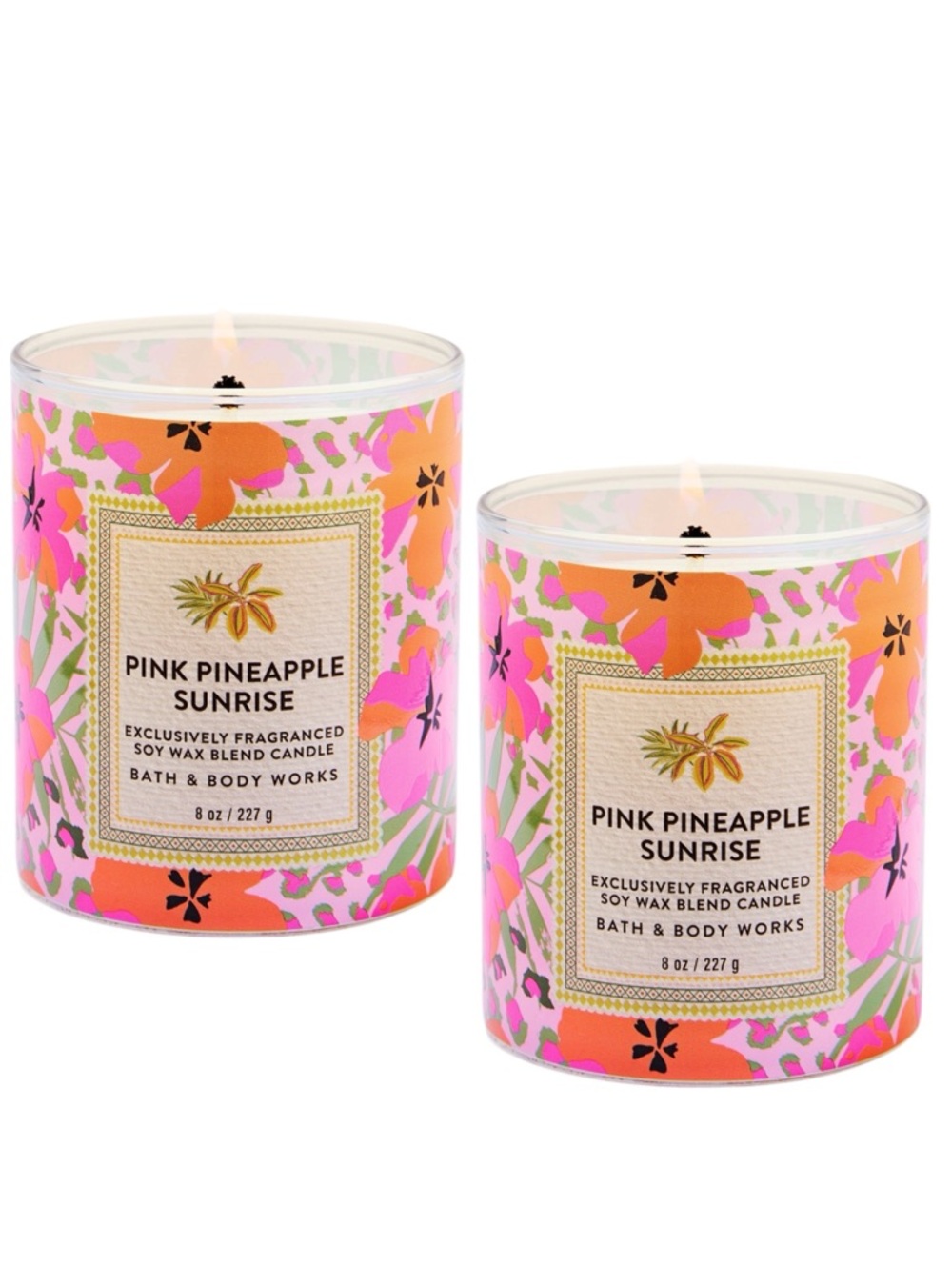 NEW Bath & Body Works PINK PINEAPPLE SUNRISE Single Wick Jar Candle Set of Two
